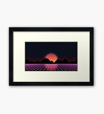 80s Retro Grid & Rising Sun - "Event Horizon" Framed Print