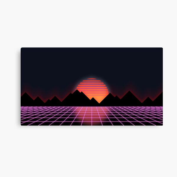 80s Retro Grid & Rising Sun - "Event Horizon" Canvas Print