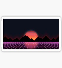80s Retro Grid & Rising Sun - "Event Horizon" Sticker