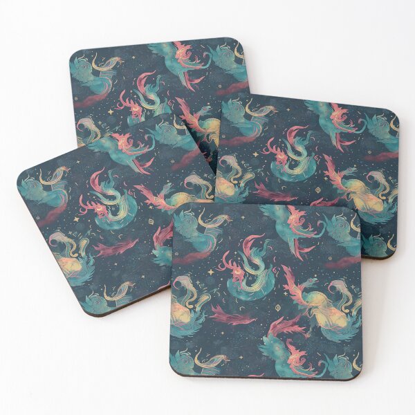 Item preview, Elemental Dragons & Swirling Galaxies Repeating Pattern - Mythical Guardians of the Cosmos designed and sold by arbaxas.
