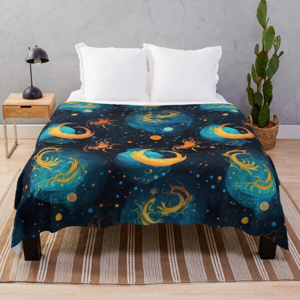 Item preview, Cosmic Elemental Dragons Repeating Pattern - Magical Creatures and Swirling Galaxies designed and sold by arbaxas.
