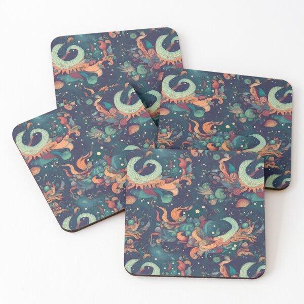 Item preview, Elemental Dragons in Cosmic Harmony Repeating Pattern - Swirling Galaxies and Mythical Guardians designed and sold by arbaxas.