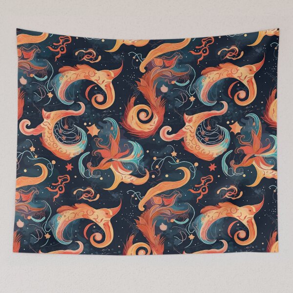 Item preview, Celestial Elemental Dragons Repeating Pattern - Balance and Harmony in the Cosmos designed and sold by arbaxas.