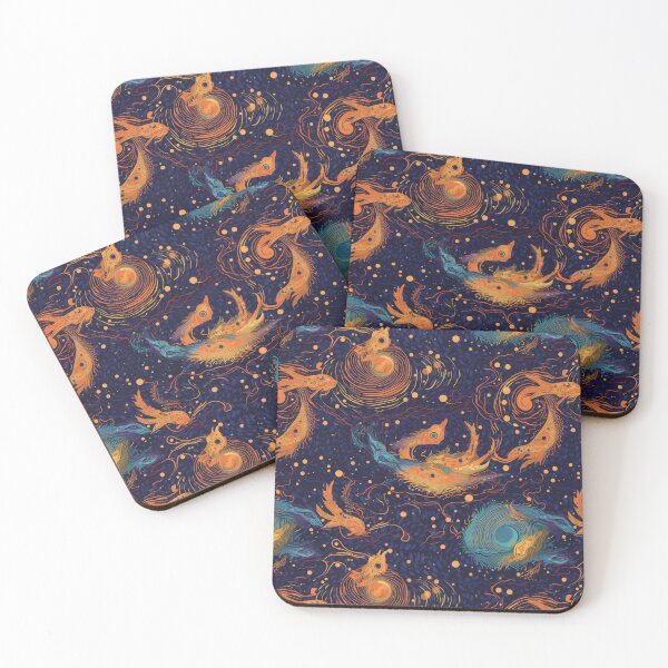 Item preview, Mythical Elemental Dragons Repeating Pattern - Swirling Galaxies and Cosmic Balance designed and sold by arbaxas.