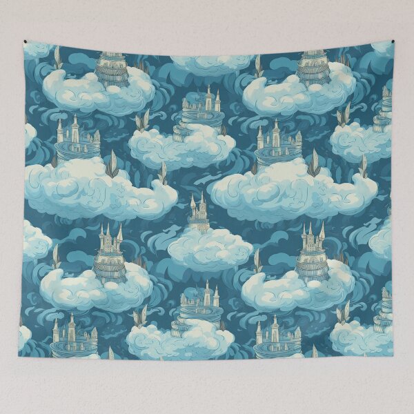 Item preview, Mythical Castles & Cloud Formations Repeating Pattern - Ethereal Architecture in the Sky designed and sold by arbaxas.
