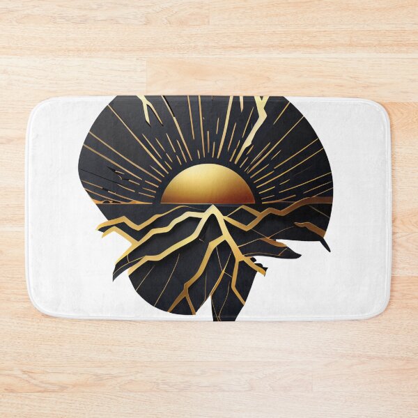 Item preview, Kintsugi Landscape Sunrise Emblem Black and Gold designed and sold by ShadowAndSlate.