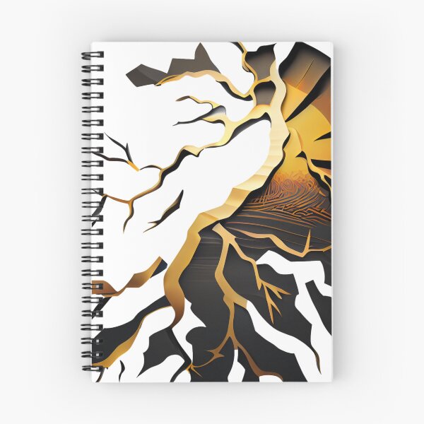 Aperçu de l'œuvre Kintsugi Fractured Sunset Emblem Black and Gold créée et vendue par ShadowAndSlate.