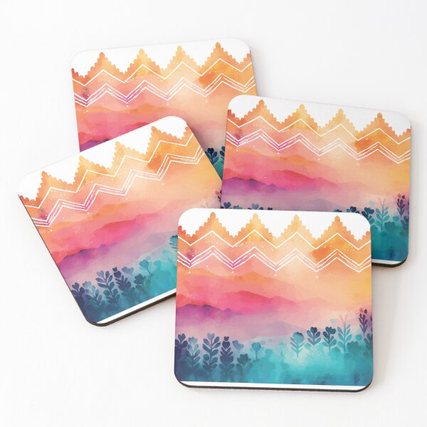 Item preview, A Pink and Orange Sunset Over Mountains - Boho Chic Patterns designed and sold by GVRDesign.