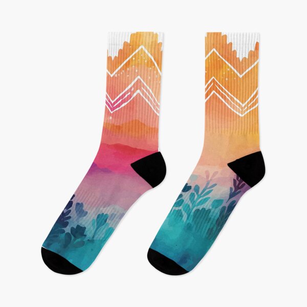 Item preview, A Pink and Orange Sunset Over Mountains - Boho Chic Patterns designed and sold by GVRDesign.