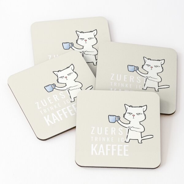 Artikelvorschau, "Zuerst trinke ich Kaffee" (mit Katzenillustration und braunem Hintergrund) entworfen und verkauft von RM-Journey.