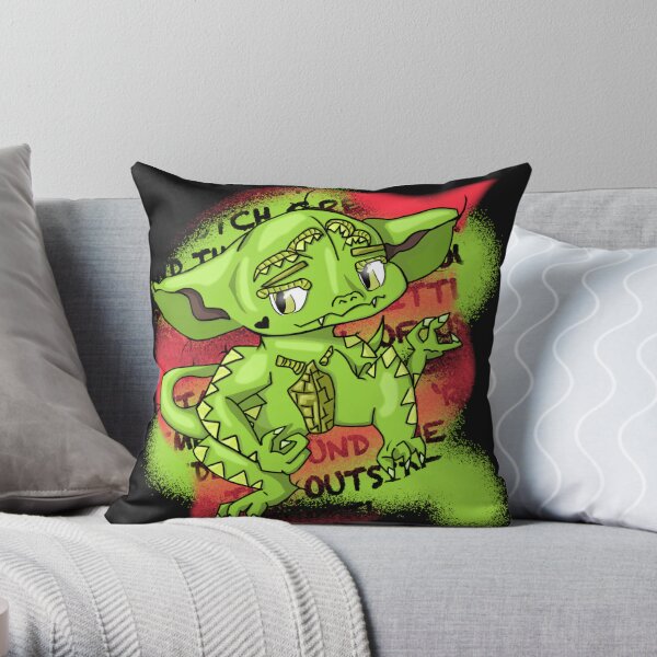 crotch gremlin (no lines) Throw Pillow for Sale by KajalFox