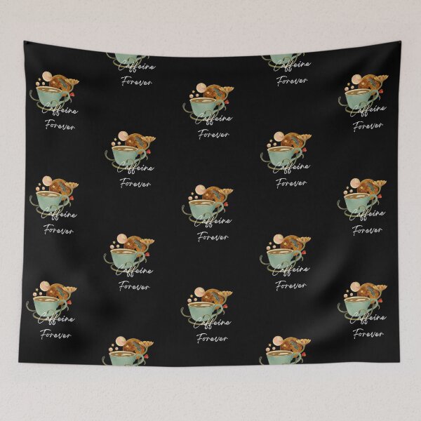 Item preview, "Caffeine Forever" (With illustration of a cup of coffee and moon | black background) designed and sold by RM-Journey.