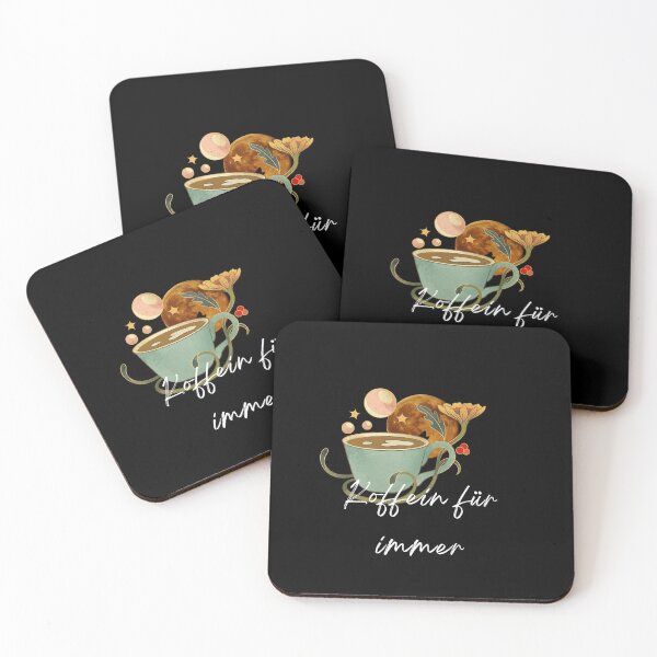 Item preview, "Koffein für immer" (With illustration of a cup of coffee and moon | black background) designed and sold by RM-Journey.