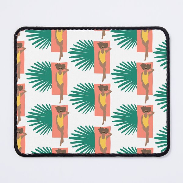Item preview, Woman sunbathing on blanket tropical leaves designed and sold by RevolutionizZed.