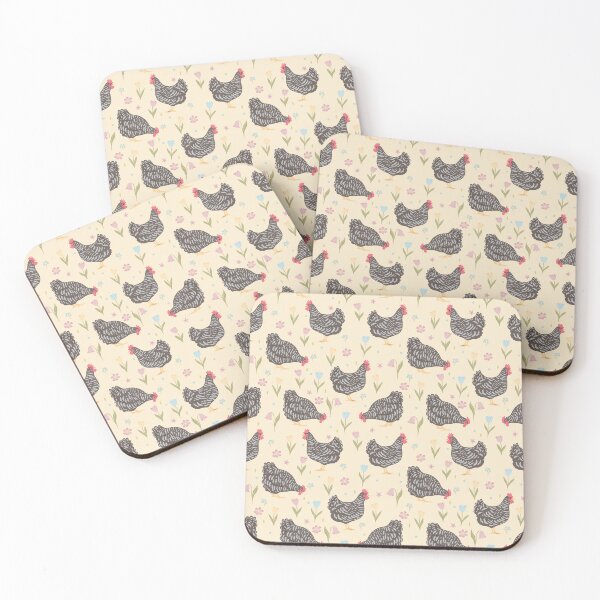 Item preview, cute pockmarked chickens and flowers designed and sold by burbura.