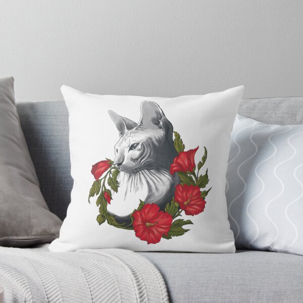 Item preview, Sphinx cat around hibiscus flowers designed and sold by RockSteadyReady.