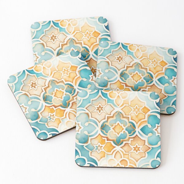 Item preview, A Yellow and Blue Geometric Floral Design - Boho Chic Patterns designed and sold by GVRDesign.
