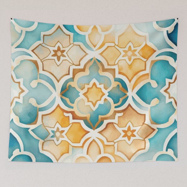 Item preview, A Yellow and Blue Geometric Floral Design - Boho Chic Patterns designed and sold by GVRDesign.
