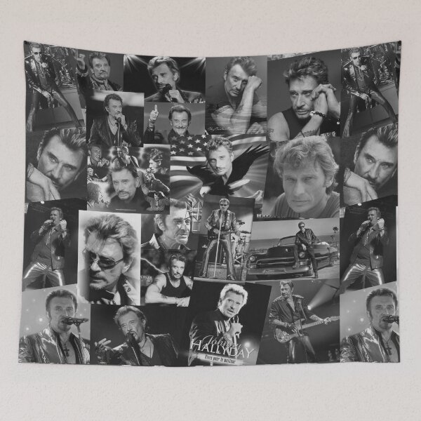 Item preview, Johnny Hallyday French singer Assorted Black and White Vintage Collage designed and sold by CollageHeaven.