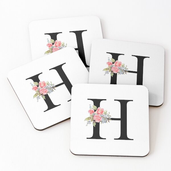 Item preview, Letter H Botanical Monogram Floral Pink Rose Flowers H Initial designed and sold by inspirationzgal.