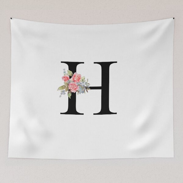 Item preview, Letter H Botanical Monogram Floral Pink Rose Flowers H Initial designed and sold by inspirationzgal.