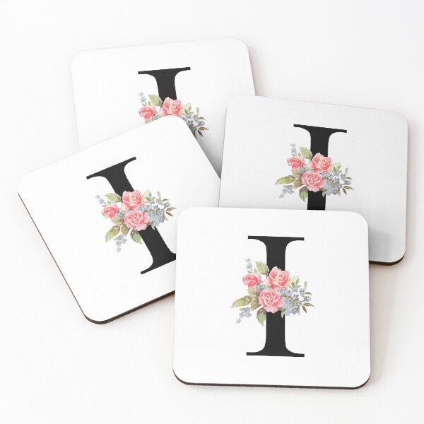 Item preview, Letter I Botanical Monogram Floral Pink Rose Flowers I Initial designed and sold by inspirationzgal.