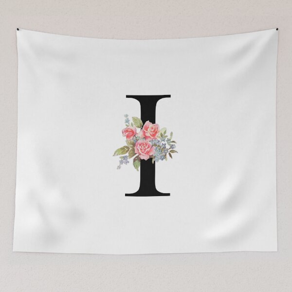 Item preview, Letter I Botanical Monogram Floral Pink Rose Flowers I Initial designed and sold by inspirationzgal.