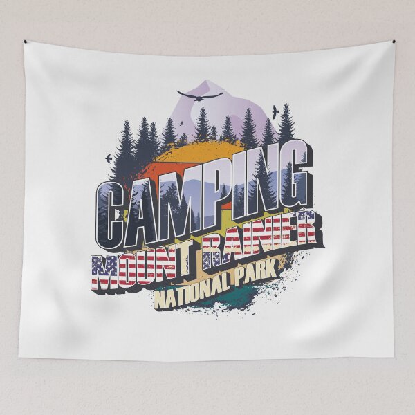 Item preview, Camping Mount Rainier National Park Vintage USA Best gift for campers Adventure gear designed and sold by HomeCoquette.