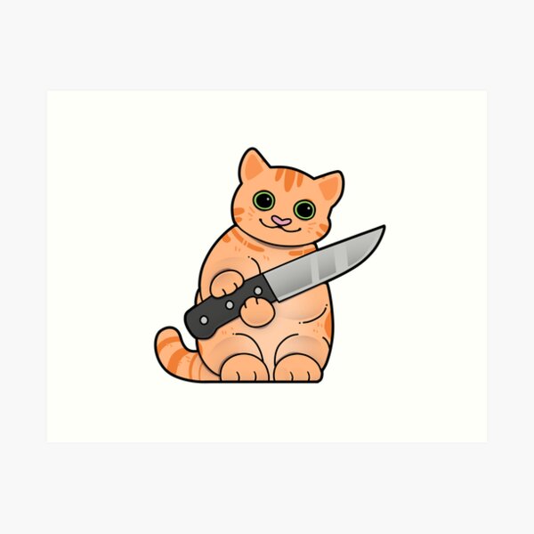 Anime cat with knife Art Board Print for Sale by luna store