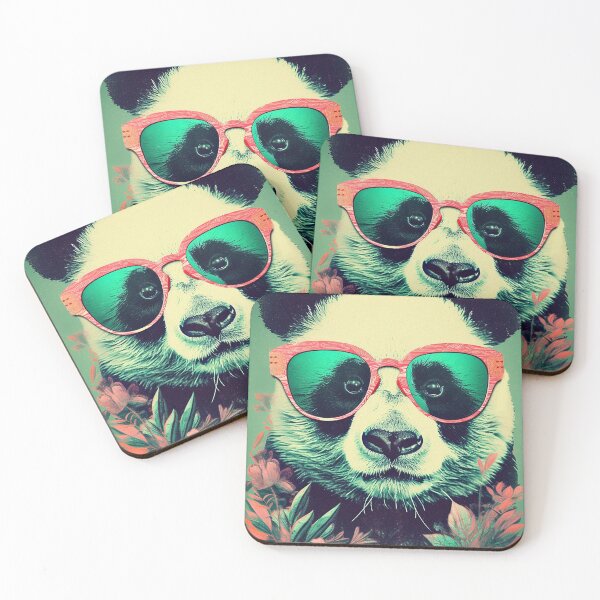 Item preview, Panda's Cool Vibes -retro she panda with sunglasses among flowers designed and sold by EmeraldeaArt.