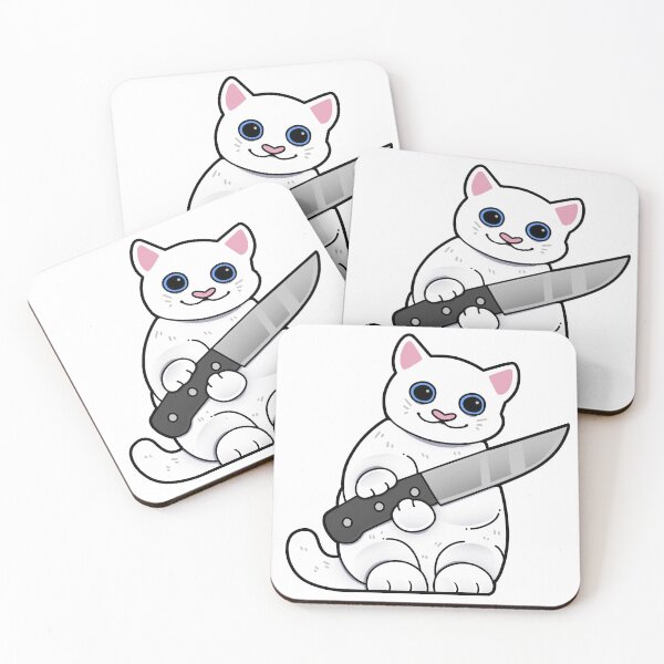 Item preview, White Cat with Knife designed and sold by Mossysplashart.