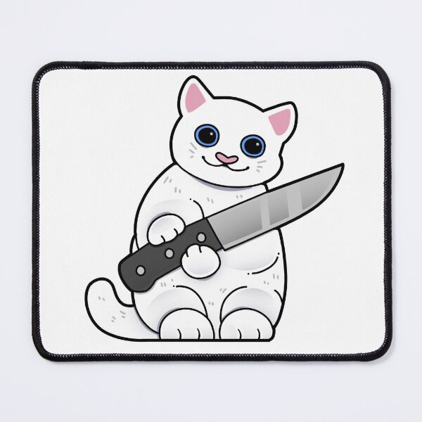Item preview, White Cat with Knife designed and sold by Mossysplashart.