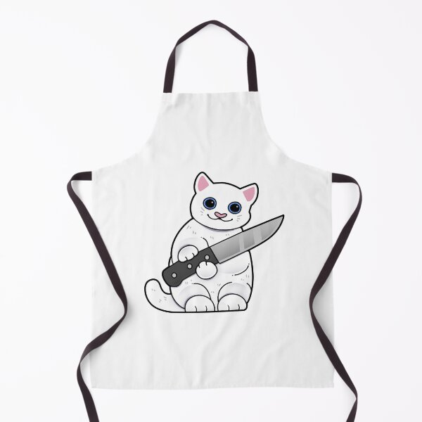 Item preview, White Cat with Knife designed and sold by Mossysplashart.