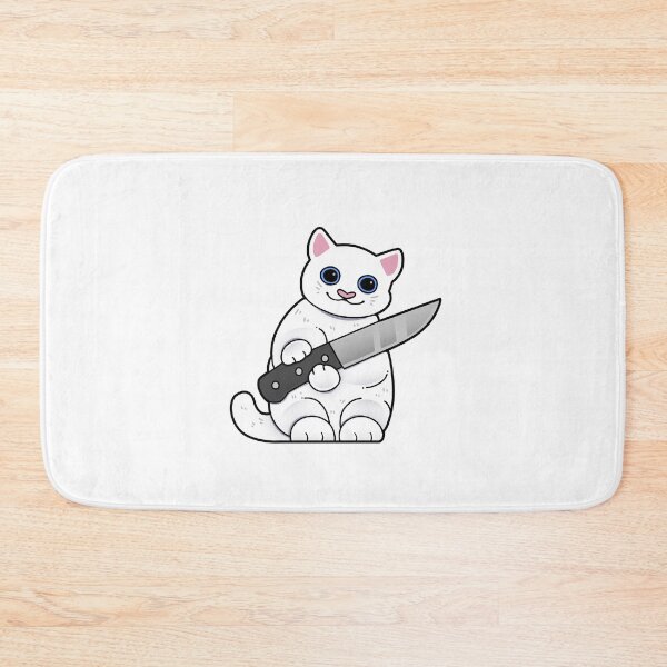 Item preview, White Cat with Knife designed and sold by Mossysplashart.