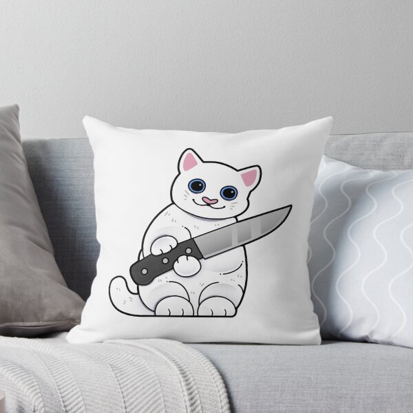 Item preview, White Cat with Knife designed and sold by Mossysplashart.
