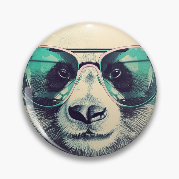 Item preview, Green-Blue Classic Panda, retro panda with sunglasses designed and sold by EmeraldeaArt.