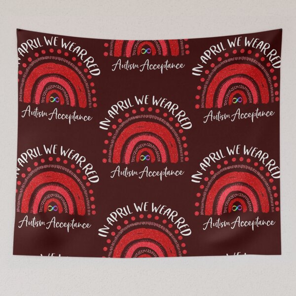 Item preview, In April We Wear Red Autism Acceptance Boho Rainbow64 designed and sold by binhdinh56.