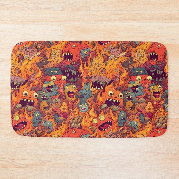 Item preview, "This Is Fine" Hellscape - Repeating Pattern of Adorable, Demented Creatures in Chaos designed and sold by arbaxas.