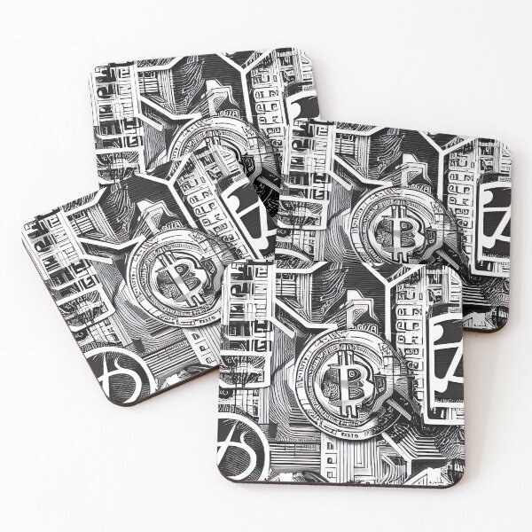 Item preview, Bitcoin and Blockchain in Black and White designed and sold by whatcryptodo.