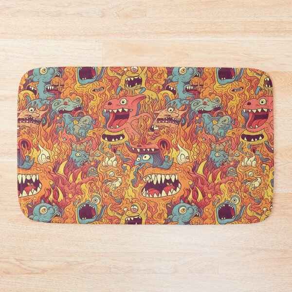 Item preview, Fine Chaos Pattern - Repeating "This Is Fine" Meme with Demented Creatures in a Hellscape designed and sold by arbaxas.
