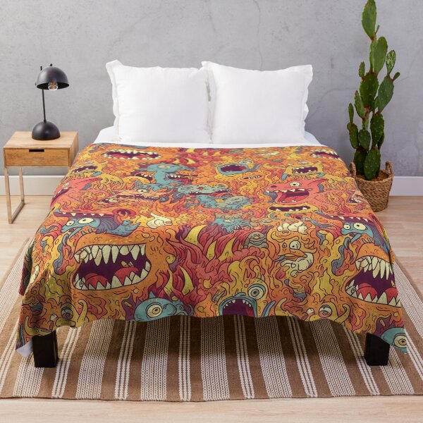 Item preview, Fine Chaos Pattern - Repeating "This Is Fine" Meme with Demented Creatures in a Hellscape designed and sold by arbaxas.