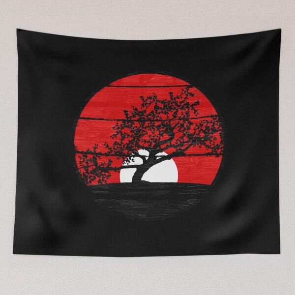 Item preview, Red Painted Simple Cherry Tree Japanese Red sky white sun - Japanese Cherry Tree designed and sold by RiciPaneto.