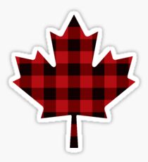 Red Plaid - Canadian Maple Leaf Sticker