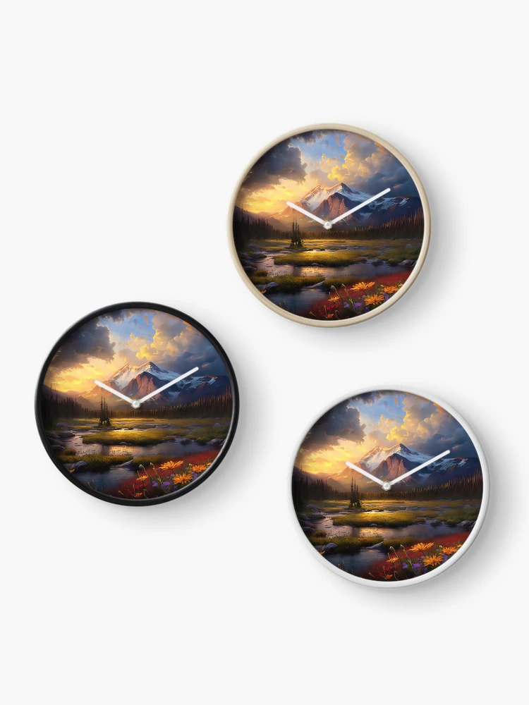 Thumbnail 3 of 4, Clock, Alaskan Spring Morning designed and sold by SolarArchitect.