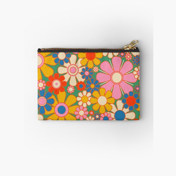 Item preview, Retro Garden Flowers 60s 70s Colorful Floral Pattern Pink Green Red Yellow Blue designed and sold by kierkegaard.