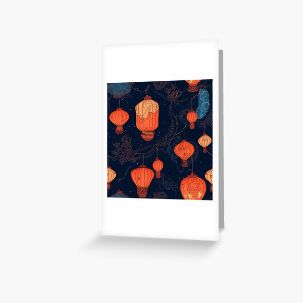 Item preview, Chinese Lanterns in the Night Sky Pattern designed and sold by Studio Bankai.