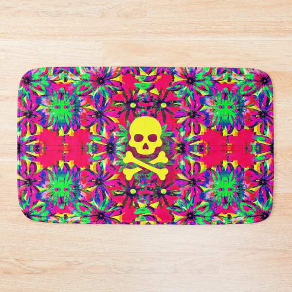 Item preview, psychedelic skull and bones pattern with flowers designed and sold by weirdove.