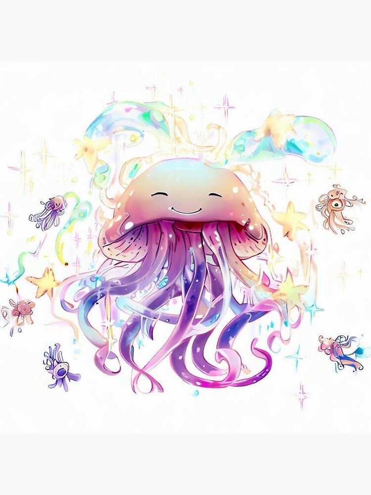 Pastel Jellyfish Girl Chibi Anime Art - Pink - Pin | TeePublic