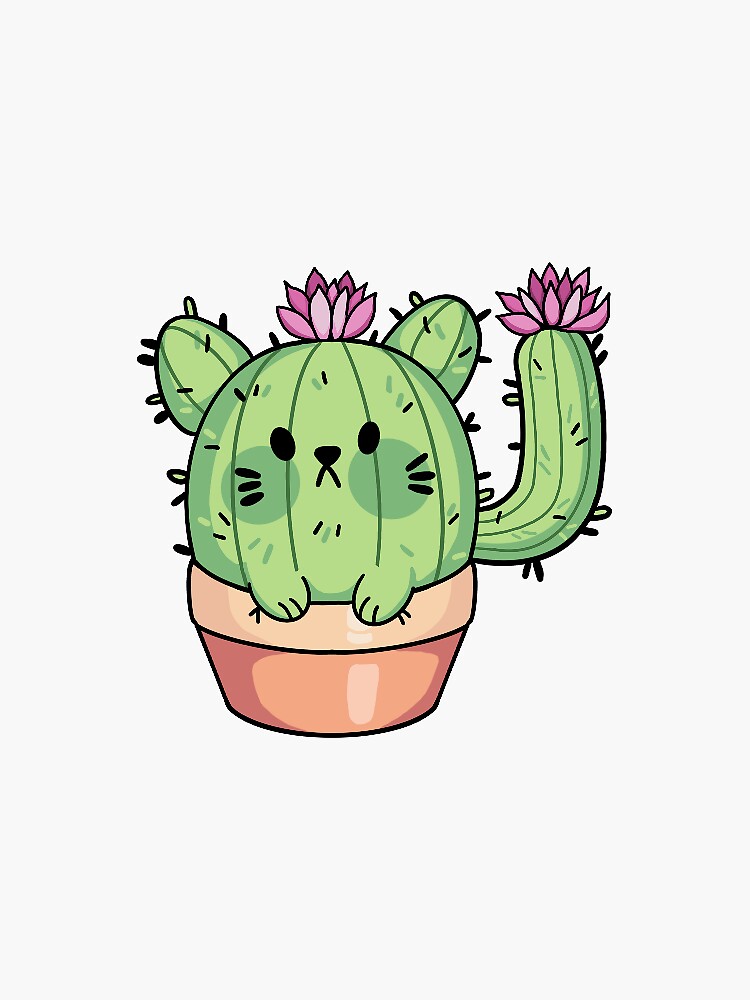 "Cat cactus" Sticker for Sale by NicBexDesigns Redbubble