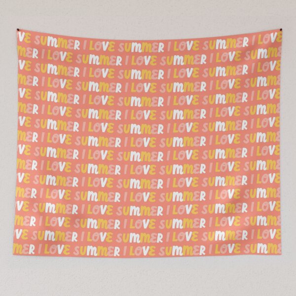 Item preview, I love summer colourful letters on cute coral peach salmon pink designed and sold by RevolutionizZed.